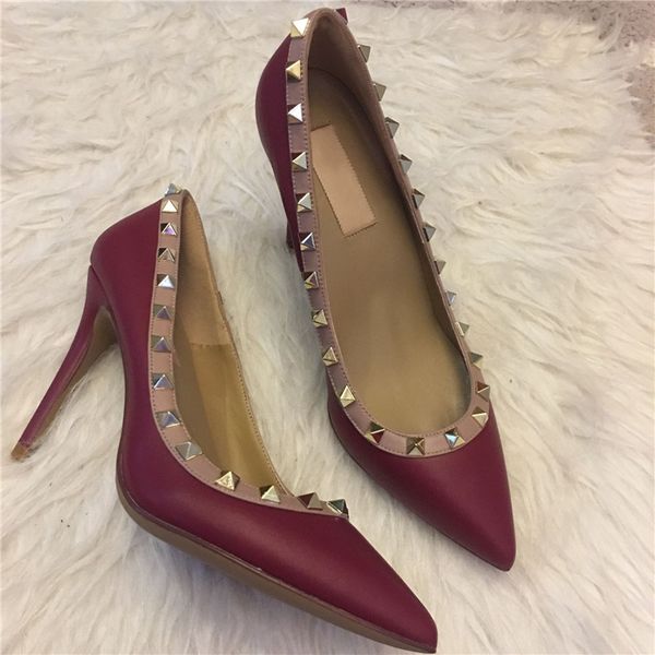 with box women rock dress shoes point toe stud pumps rivets ladies rivets 6cm 8cm 10cm high heels big size 44, Black
with box women rock dress shoes point toe stud pumps rivets ladies rivets 6cm 8cm 10cm high heels big size 44, Black
