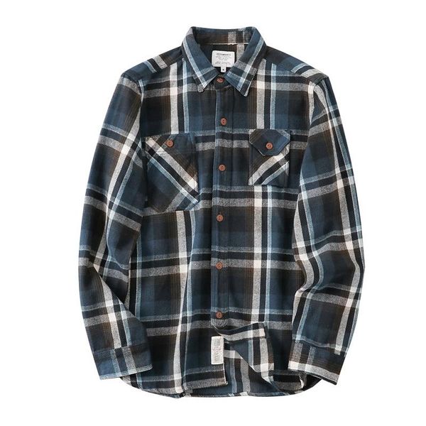 long spring autumn plaid blue brushed flannel shirt jackets for men vintage thick urban street wear men's casual shirts, White;black
long spring autumn plaid blue brushed flannel shirt jackets for men vintage thick urban street wear men's casual shirts, White;black