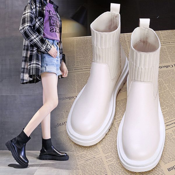 women's fashion martin boots autumn winter 2021 knitted thick heel soled straight, Black
women's fashion martin boots autumn winter 2021 knitted thick heel soled straight, Black