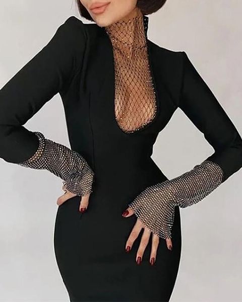 casual dresses women's dress studded fishnet patch long sleeve bodycon 2021 slim sexy, Black;gray
casual dresses women's dress studded fishnet patch long sleeve bodycon 2021 slim sexy, Black;gray
