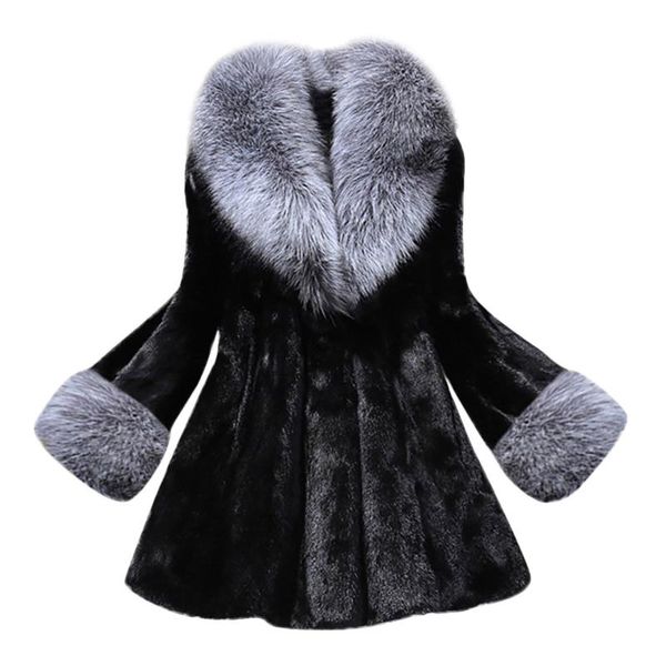 women's down & parkas winter coats jackets stitching faux fur collar cuff coat slim elegant warm thick overcoat female long fake jacket, Black
women's down & parkas winter coats jackets stitching faux fur collar cuff coat slim elegant warm thick overcoat female long fake jacket, Black