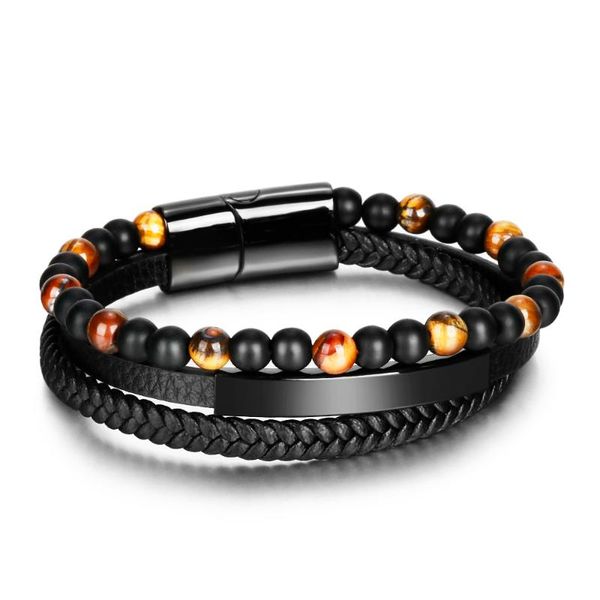 punk style 6mm tiger eye stone bead bracelet leather braided multi-layer men's stainless steel black charm bracelets, Golden;silver
punk style 6mm tiger eye stone bead bracelet leather braided multi-layer men's stainless steel black charm bracelets, Golden;silver