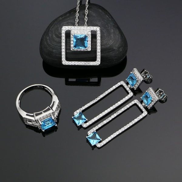 wedding jewelry sets 925 silver for women sky blue cubic zirconia white crystal long earrings pendant ring necklace jewellery set, Slivery;golden
wedding jewelry sets 925 silver for women sky blue cubic zirconia white crystal long earrings pendant ring necklace jewellery set, Slivery;golden