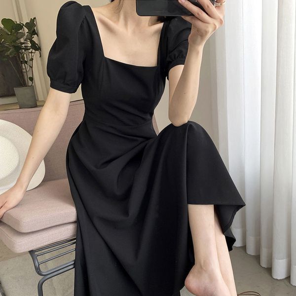casual dresses square collar black for women short sleeve elegant midi korean office lady summer chic 7eyc, Black;gray
casual dresses square collar black for women short sleeve elegant midi korean office lady summer chic 7eyc, Black;gray