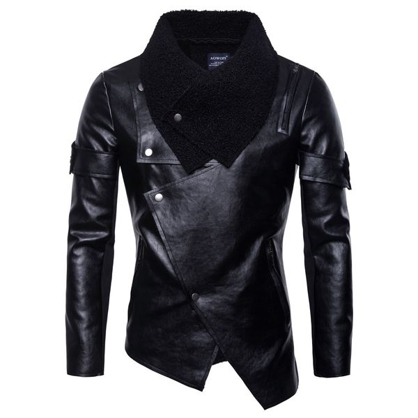 faux leather jacket new men's motorcycle leather jackets with irregular personality and punk style b038, Black
faux leather jacket new men's motorcycle leather jackets with irregular personality and punk style b038, Black