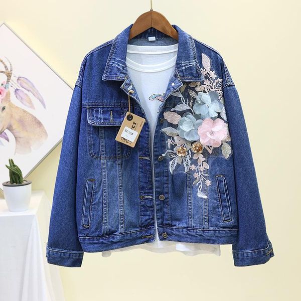women's jackets harajuku vintage denim jacket women 2021 spring autumn embroidery 3d flower casual jeans female fashion outwear top, Black;brown
women's jackets harajuku vintage denim jacket women 2021 spring autumn embroidery 3d flower casual jeans female fashion outwear top, Black;brown