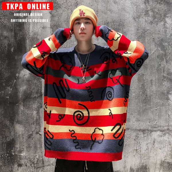fashion sweater tkpa guochao men's knitted with contrast stripes korean hip hop shoulder hanging round neck pullover, White;black
fashion sweater tkpa guochao men's knitted with contrast stripes korean hip hop shoulder hanging round neck pullover, White;black