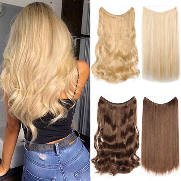 synthetic wigs 24" women invisible wire no clips in hair secret fish line long straight wavy hairpiece, Black
synthetic wigs 24" women invisible wire no clips in hair secret fish line long straight wavy hairpiece, Black