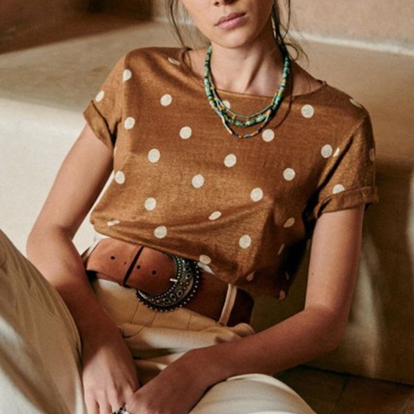 women's t-shirt imprimé pois t shirt femme encolure ronde ecru loose polka dot print tee shirt elegant casual simple chic hauts to, White
women's t-shirt imprimé pois t shirt femme encolure ronde ecru loose polka dot print tee shirt elegant casual simple chic hauts to, White