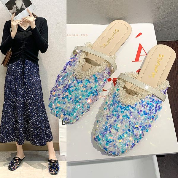 slippers bling sequined cloth women skirt tassel mules ladies slip on flipflops square toe glitter slides shoes woman, Black
slippers bling sequined cloth women skirt tassel mules ladies slip on flipflops square toe glitter slides shoes woman, Black