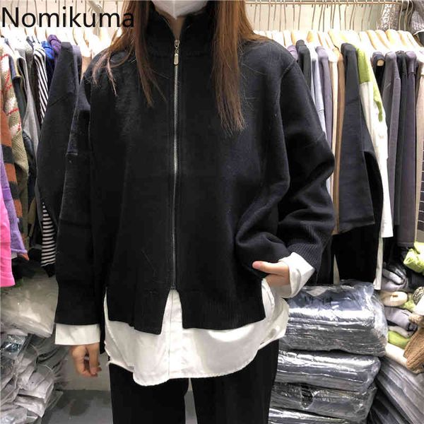 nomikuma korean patchwork fake two pieces sweater cardigan coat causal oversized women knitted jacket new fashion knitwear 6d814 210427, White;black
nomikuma korean patchwork fake two pieces sweater cardigan coat causal oversized women knitted jacket new fashion knitwear 6d814 210427, White;black