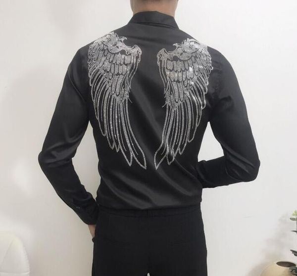 fashion silk clothes long sleeve shirt male casual rhinestones soft silk dress shirts, White;black
fashion silk clothes long sleeve shirt male casual rhinestones soft silk dress shirts, White;black