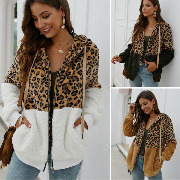 women's jackets fashion autumn winter fleece coat jacket hooded jumper leopard warm outwear coats, Black;brown
women's jackets fashion autumn winter fleece coat jacket hooded jumper leopard warm outwear coats, Black;brown