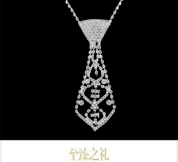 pendant necklaces european and american wedding party show costume accessories jewelry inlaid rhinestone tie necklace, Silver
pendant necklaces european and american wedding party show costume accessories jewelry inlaid rhinestone tie necklace, Silver