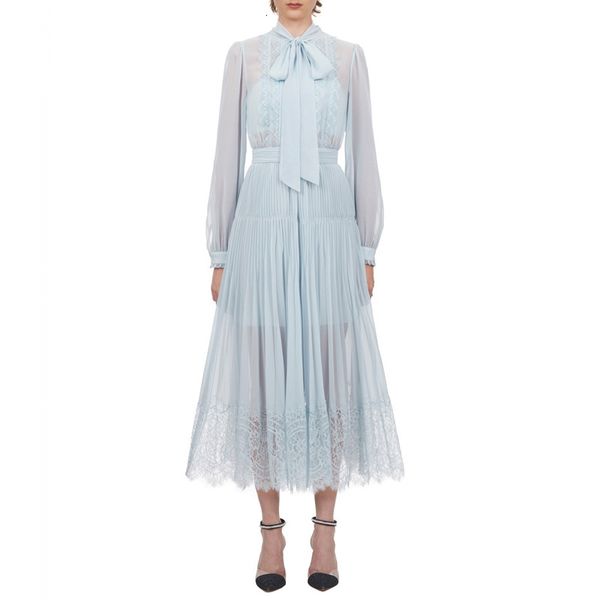 dresses elegant pale blue chiffon lace trimmed women long sleeve bowknot collar pleated female high waist party es, Black;gray
dresses elegant pale blue chiffon lace trimmed women long sleeve bowknot collar pleated female high waist party es, Black;gray