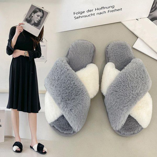 slippers women's autumn and winter warm fluffy plush home comfortable faux fur cross two-tone laces ladies soft flat shoes, Black
slippers women's autumn and winter warm fluffy plush home comfortable faux fur cross two-tone laces ladies soft flat shoes, Black