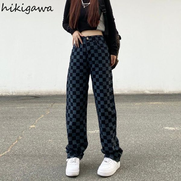 women's jeans neploe high waist for women streetwear vintage wide leg pants korean fashion trousers slim fit straight plaid pantalon, Blue
women's jeans neploe high waist for women streetwear vintage wide leg pants korean fashion trousers slim fit straight plaid pantalon, Blue