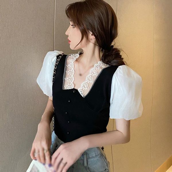 summer short style exposure navel woman t shirts women casual bubble sleeve slim knit t-shirt women's, White
summer short style exposure navel woman t shirts women casual bubble sleeve slim knit t-shirt women's, White