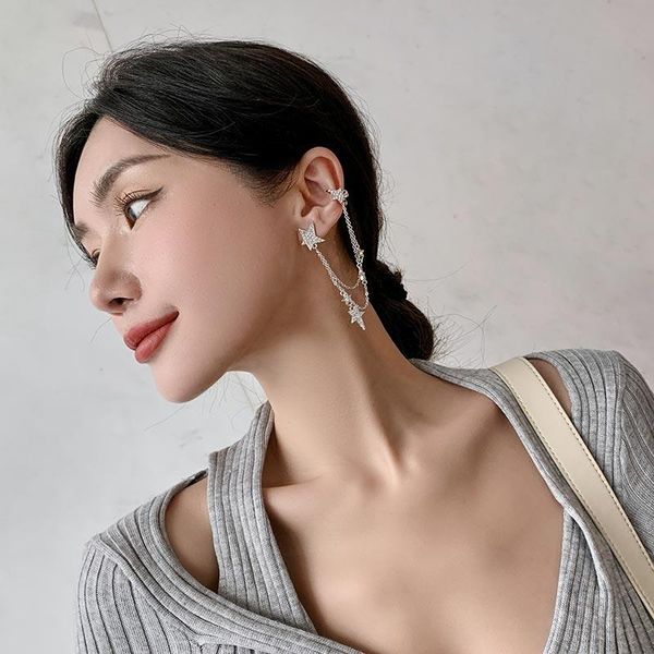 hoop & huggie long chain xingx earrings korean temperament niche net red personality fashion ear clip frosty style, Golden;silver
hoop & huggie long chain xingx earrings korean temperament niche net red personality fashion ear clip frosty style, Golden;silver