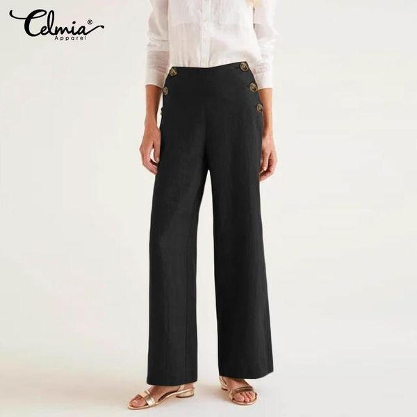 women's pants & capris celmia women high waist fashion pant vintage office cotton trousers casual loose solid wide leg pantalon buttons, Black;white
women's pants & capris celmia women high waist fashion pant vintage office cotton trousers casual loose solid wide leg pantalon buttons, Black;white