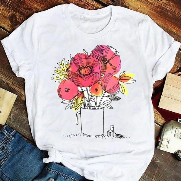women's t-shirt women vogue 90s plant flower style mujer camisetas summer tshirts clothes stylish t lady print sweet tee, White
women's t-shirt women vogue 90s plant flower style mujer camisetas summer tshirts clothes stylish t lady print sweet tee, White
