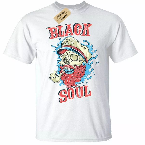black soul man t-shirt punk rock skull pirate captain sailor white, White;black
black soul man t-shirt punk rock skull pirate captain sailor white, White;black