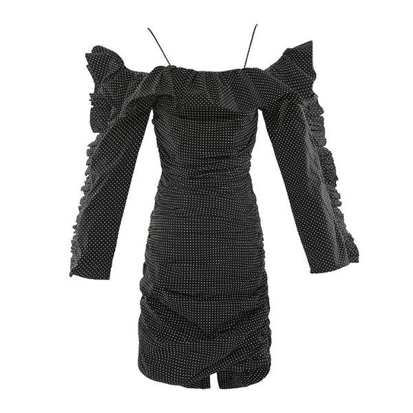 french ladies ruffled long sleeve polka dot dress one-shoulder spaghetti strap bodycon vestidos mujer sheath outfit casual dresses, Black;gray
french ladies ruffled long sleeve polka dot dress one-shoulder spaghetti strap bodycon vestidos mujer sheath outfit casual dresses, Black;gray