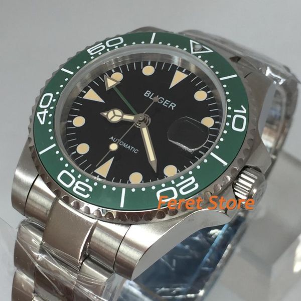 bliger 40mm silver case stainless strap sapphire glass luminous ceramic bezel green gmt date window waterproof automatic watch wristwatches, Slivery;brown
bliger 40mm silver case stainless strap sapphire glass luminous ceramic bezel green gmt date window waterproof automatic watch wristwatches, Slivery;brown