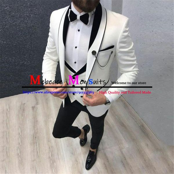 men's suits & blazers tailored wedding fashion white groom slim fit tuxedo black shawl lapel blazer 3-pieces suit (jacket + pants vest), White;black
men's suits & blazers tailored wedding fashion white groom slim fit tuxedo black shawl lapel blazer 3-pieces suit (jacket + pants vest), White;black