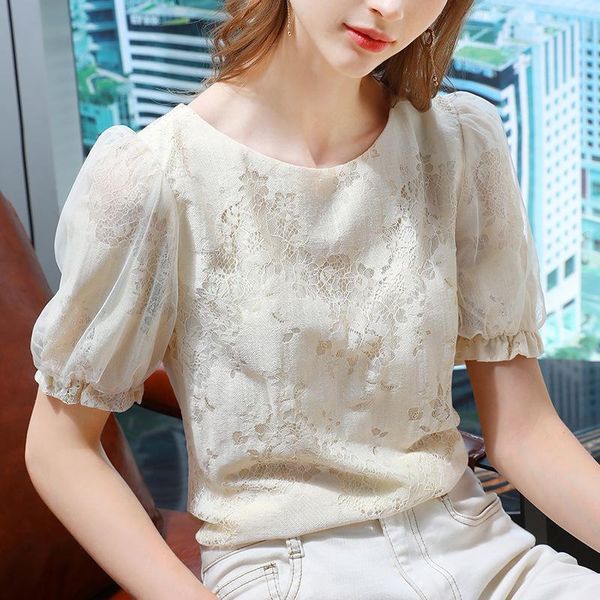 women's blouses & shirts lace shirt summer 2021 stitching crochet round neck short sleeve t-shirt french bubble fashion, White
women's blouses & shirts lace shirt summer 2021 stitching crochet round neck short sleeve t-shirt french bubble fashion, White