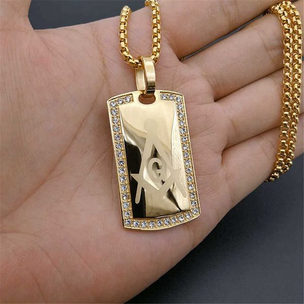 men's masonic dog tag pendant necklace with cz men jewelry stainless steel mason gold tone hip hop accessories, Silver
men's masonic dog tag pendant necklace with cz men jewelry stainless steel mason gold tone hip hop accessories, Silver