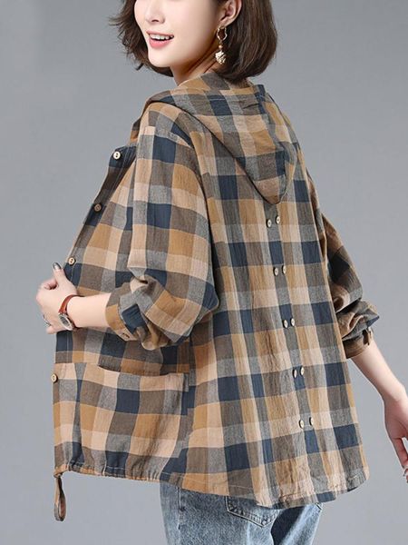 women's blouses & shirts 100% cotton plaid women vintage summer 2021 loose pocket casual all match female outwear coats, White
women's blouses & shirts 100% cotton plaid women vintage summer 2021 loose pocket casual all match female outwear coats, White