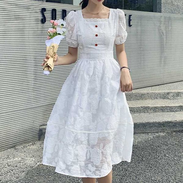 summer elegant square neck puff sleeve fairy dress vintage female french slim waist casual party robe 210526, Black;gray
summer elegant square neck puff sleeve fairy dress vintage female french slim waist casual party robe 210526, Black;gray