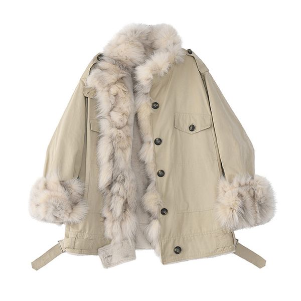 women's wool & blends autumn big size natural fox spliced lamb plush fur warm thick jacket winter fashion stand collar long sleeve, Black
women's wool & blends autumn big size natural fox spliced lamb plush fur warm thick jacket winter fashion stand collar long sleeve, Black
