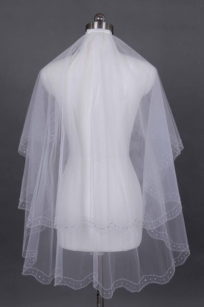 bridal veils 2-layer beaded embroidered bride veil white beige wrist length-comb crystal, Black
bridal veils 2-layer beaded embroidered bride veil white beige wrist length-comb crystal, Black