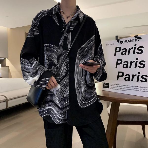men's casual shirts autumn oversized print shirt fashion business society mens dress korean loose long-sleeved men, White;black
men's casual shirts autumn oversized print shirt fashion business society mens dress korean loose long-sleeved men, White;black