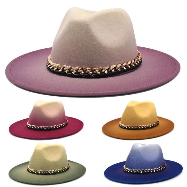 wide brim hats women men ladies fedoras colorful hat jazz caps european american round wool bowler felt chain fedora trilby cap, Blue;gray
wide brim hats women men ladies fedoras colorful hat jazz caps european american round wool bowler felt chain fedora trilby cap, Blue;gray