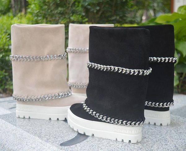boots design brand woman 10cm heel inner wedge ankle double chain platform sole real pos, Black
boots design brand woman 10cm heel inner wedge ankle double chain platform sole real pos, Black