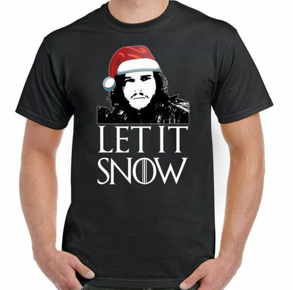 christmas let it snow t-shirt mens funny game of throne inspired jon got tv, White;black
christmas let it snow t-shirt mens funny game of throne inspired jon got tv, White;black
