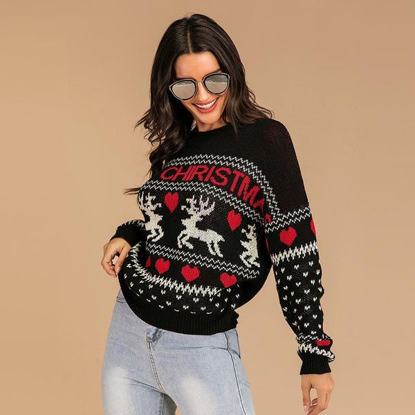 women's sweaters black women christmas knit thick sweater winter lady elk deer casual letter hipster pullover outdoor knitted top, White;black
women's sweaters black women christmas knit thick sweater winter lady elk deer casual letter hipster pullover outdoor knitted top, White;black
