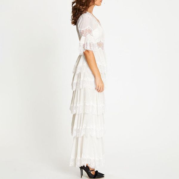 white casual patchwork lace dresses v neck half sleeve cascading ruffle dress for women female clothing tide, Black;gray
white casual patchwork lace dresses v neck half sleeve cascading ruffle dress for women female clothing tide, Black;gray