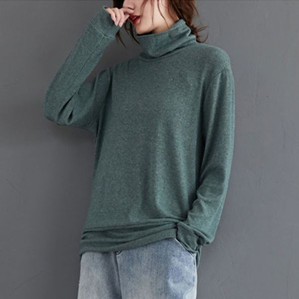 women long sleeve casual t-shirts new arrival autumn korean simple style vintage turtleneck loose female tees s2308 210412, White
women long sleeve casual t-shirts new arrival autumn korean simple style vintage turtleneck loose female tees s2308 210412, White
