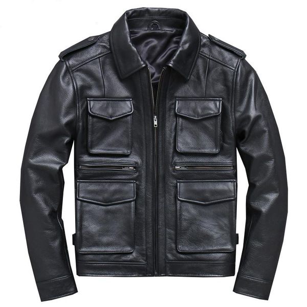 men's leather & faux zvaqs genuine cow jacket men plus size coat spring autumn real cowhide veste cuir homme hl765a-n pph1041, Black
men's leather & faux zvaqs genuine cow jacket men plus size coat spring autumn real cowhide veste cuir homme hl765a-n pph1041, Black