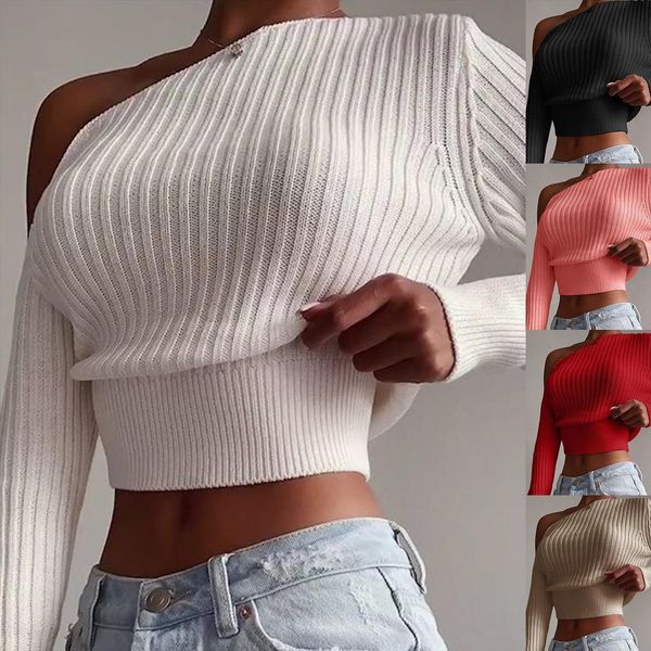 autumn winter women solid color womens sweater long sleeve off shoulder for knitted pullovers short, White;black
autumn winter women solid color womens sweater long sleeve off shoulder for knitted pullovers short, White;black
