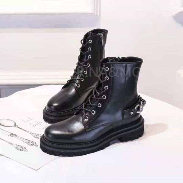 boots autumn winter genuine leather metal chain lace up ankle fashion platform comfortable motorcycle, Black
boots autumn winter genuine leather metal chain lace up ankle fashion platform comfortable motorcycle, Black