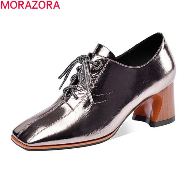 dress shoes morazora big size 33-41 style women pumps genuine leather fashion lace up thick heels square toe ladies, Black 
dress shoes morazora big size 33-41 style women pumps genuine leather fashion lace up thick heels square toe ladies, Black