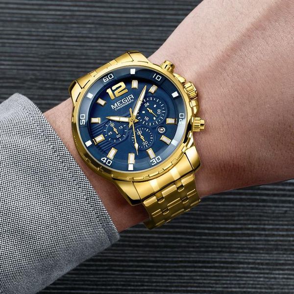 wristwatches megir men's gold stainless steel quartz watches business chronograph analgue watch for man water ressistance luminous relo, Slivery;brown
wristwatches megir men's gold stainless steel quartz watches business chronograph analgue watch for man water ressistance luminous relo, Slivery;brown