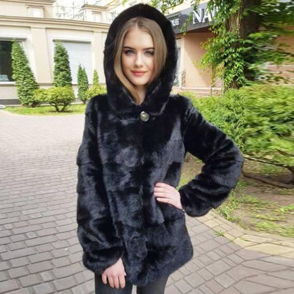 women's fur & faux natural real mink jacket with hood women elegant mid length coat outwear overcoat, Black
women's fur & faux natural real mink jacket with hood women elegant mid length coat outwear overcoat, Black