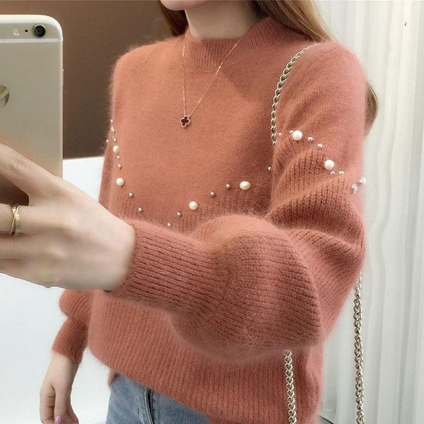 women's sweaters 2021 half turtleneck solid color bead pullover sweater women autumn winter loose version bottoming jumper, White;black
women's sweaters 2021 half turtleneck solid color bead pullover sweater women autumn winter loose version bottoming jumper, White;black