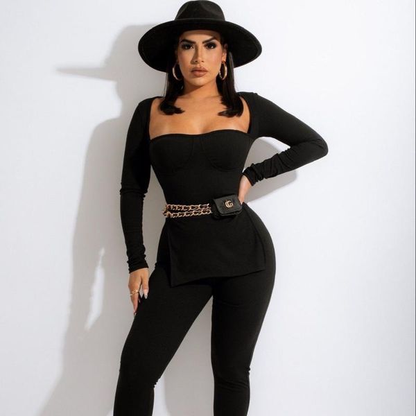 women's two piece pants mudan fall/winter suit fashion long sleeve high split square neck ladies inner hole set 2-piece, White
women's two piece pants mudan fall/winter suit fashion long sleeve high split square neck ladies inner hole set 2-piece, White